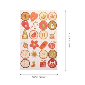 25 Sheets Christmas Advent Calendar Stickers 1-24 Number Christmas Countdown Stickers for Sealing Stickers Xmas DIY Packaging Label