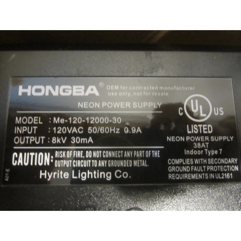 UL NEON SIGN TRANSFORMER 8,000 volt 8KV 8,000 30ma power