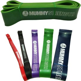 MummyStrength Resistance Bands for Men and Women. The Best Stretch Band for Pull Up Exercise and Powerlifting. Works with Any Pull Up Bar or Station. Single Band. Workout Guide Included (Green)