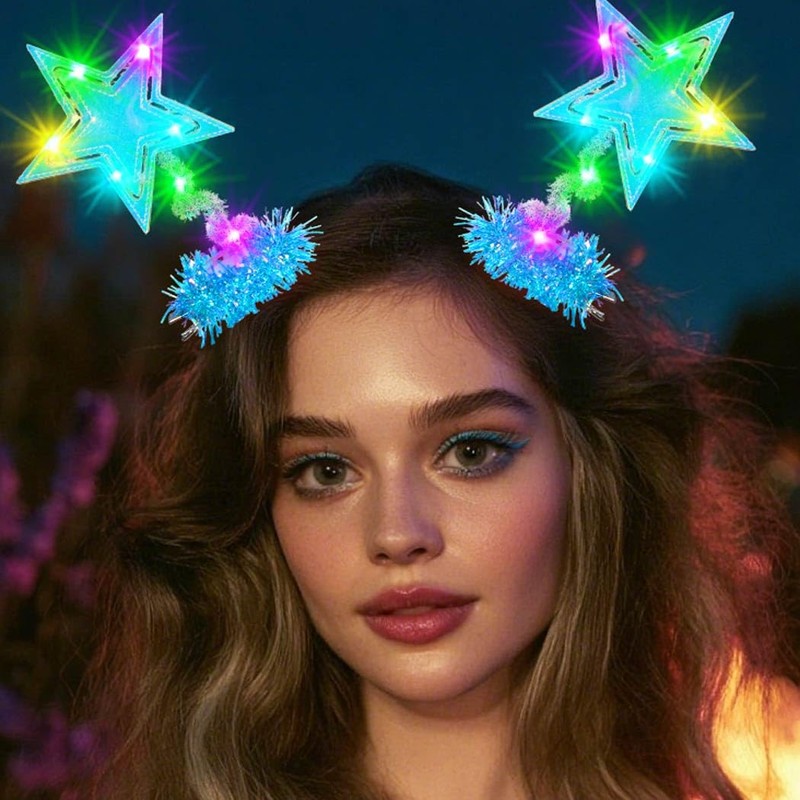 JONKY Light Up Star Hair Clips LED Headpiece Glow Cosplay