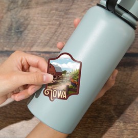 Die Cut Sticker Iowa, Barnyard Scene, Contour (lp_Archive) Vinyl Sticker 3 to 6 inches, (Waterproof Decal for Cars, Water Bottles, Laptops, Coolers), Large