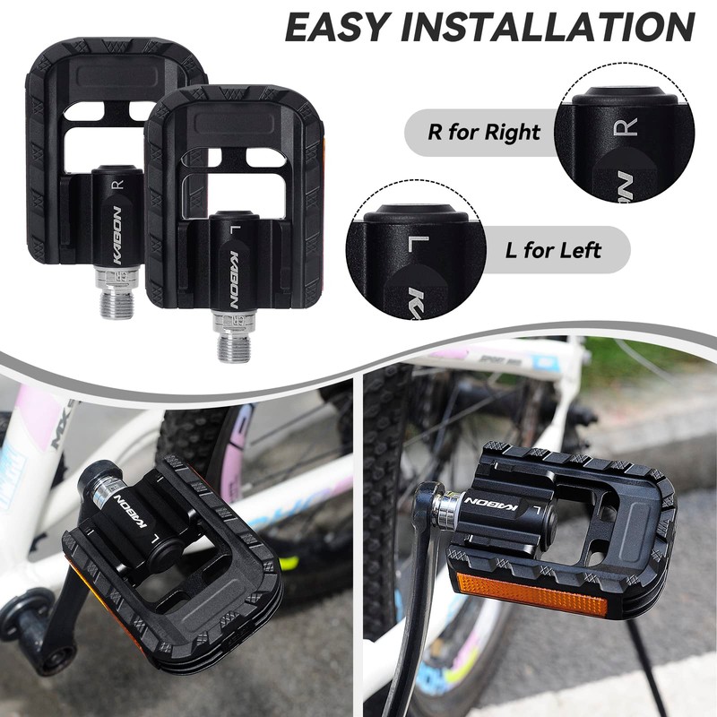 KABON Bicycle Pedal Foldable Non-Slip Bicycle Pedal Set with Reflectors