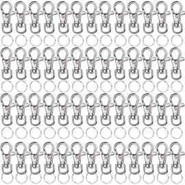60PCS Metal Swivel Snap Hooks with Key Rings, LEOBRO 30PCS Small Lobster Claw Keychains Clasps and 30PCS Key Chain Ring for Keychain Clip, Lanyard, Key, Jewelry Making, Art Crafts, Silver