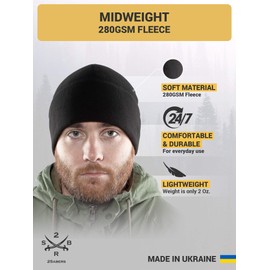 2SBR 2SABERS Fleece Winter Warm Watch Cap - Mens Outdoor Cold Weather Skull Beanie Hat Black