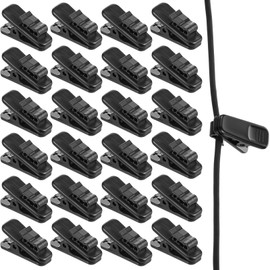 LXUEJIE 24 Pack 1 Inch Length Small Earphone Wire Clip, Headset Cable Clips Headphone Mount Cable Black Lapel Mic Clip Small Clothing Clips for Most Headset Wire Earphone