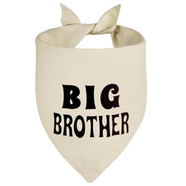 Agroon Big Brother Dog Bandana Beige Large 1PCS, Adjustable Triangle Scarf, Pregnancy Announecment, New Baby for Family.