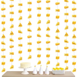 Sursurprise Cheese Themed Party Decorations, 8Pcs Cheese Garlands Hanging Streamers for Macaroni and Cheese Birthday Decorations Party Supplies