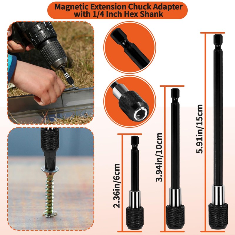 33Pcs Drill Bit Extensions Set-2 Pcs 105Right Angle Bit, Universal