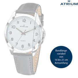 Atrium A10-10 Men's Watch Classic Very Clear Silver Analogue Quartz with Leather Strap Black, silver, Classic