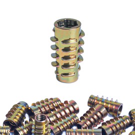 801420-20 Threaded Insert for Soft Wood,Hex-Flush, 1/4"-20 Internal Threads, 0.789" Length,Zinc（25 PCS）
