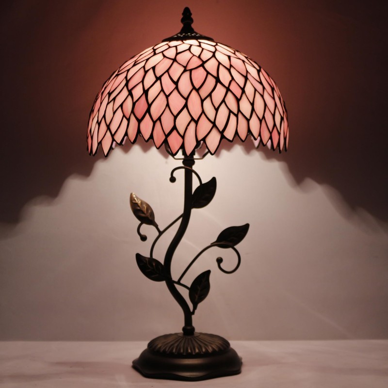 LXHCYOU Tiffany Table Lamp, Stained Glass Desk Light, W12H19 Inch,