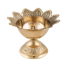 Shubhkart Engraved Floral Brass Oil Lamp/ Burner/ Diya