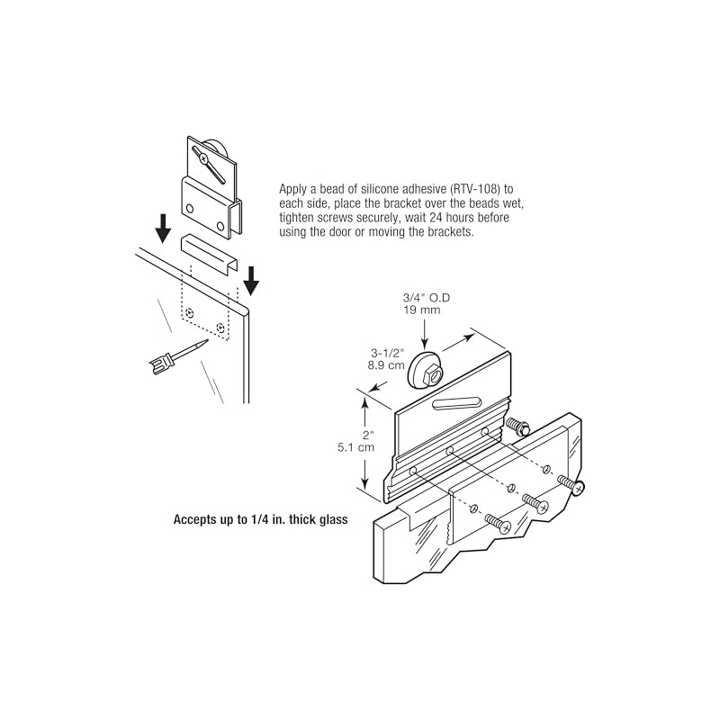 Prime-Line M 6053 Frameless Shower Door Top Bracket Roller Assembly,