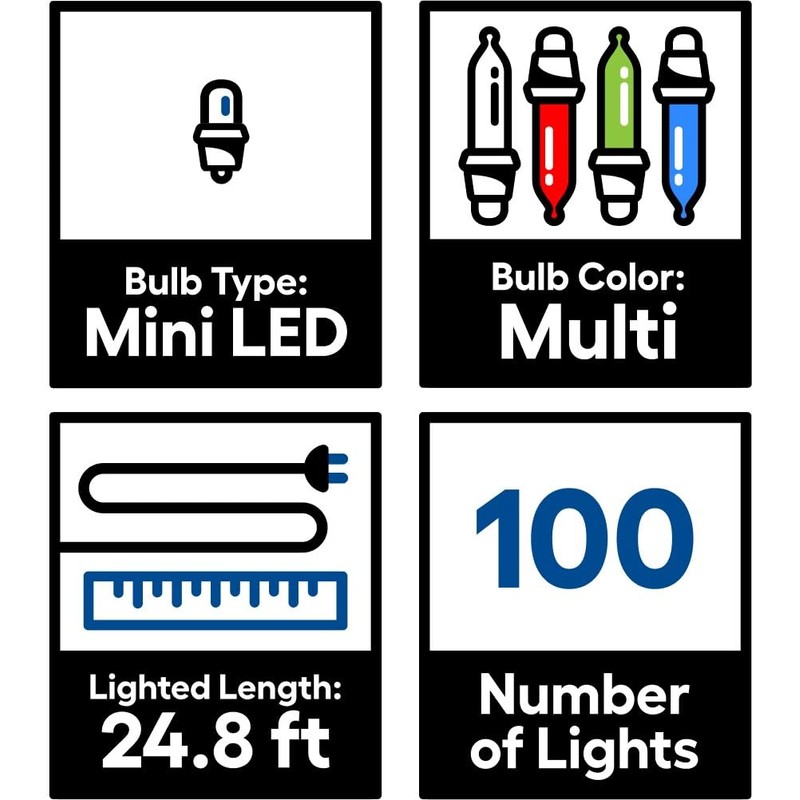 5 STAR BUYER RATED Holiday Living 100-Count 24.75-ft Multicolor LED