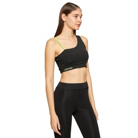 Koton Women's Sports One Shoulder Minimal Painted Bra, Black (999)