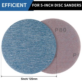 PMIQSA 50 Pcs 125mm Sanding Discs, Hook and Loop Mesh Sanding Disc, 60/80/120/180/240 Grit, Dust-Free & Anti-Clogging, for Drywall Efficient Dust Removal Random Orbital Sander