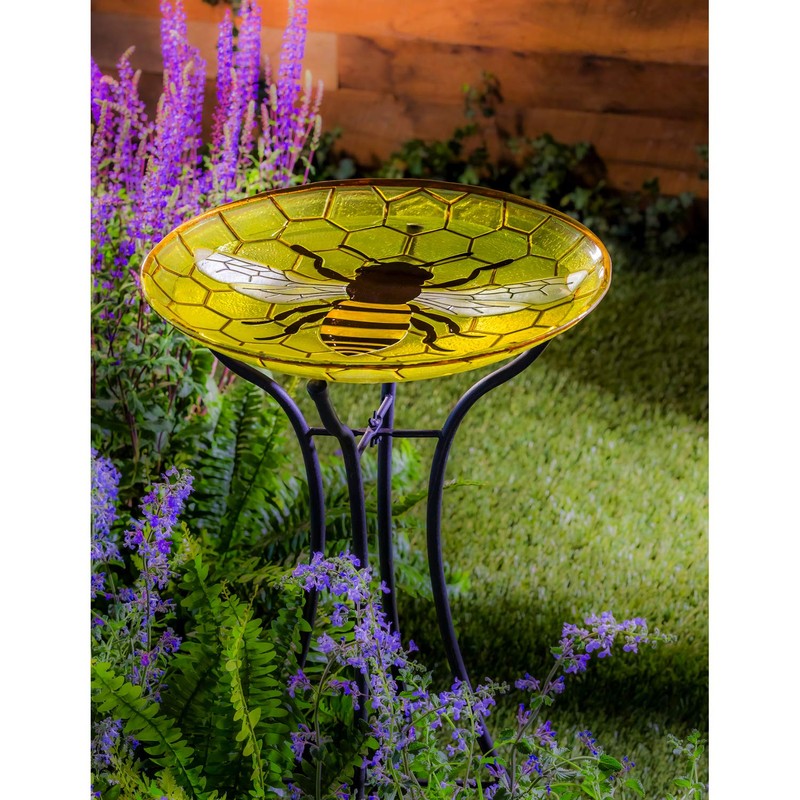 Evergreen Garden Beautiful Summer Bumble Bee Outdoor 18 inch Glass