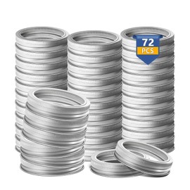 72 PCS Wide Mouth Canning Rings, Mason Jar Rings Wide Mouth Split-Type Seals Canning Jar Rings, Metal Replacement Canning Bands Rust and Leak Proof Reusable Jar Rings for Large Mason Jars