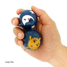 Top Chi Sun and Moon Baoding Balls with Bamboo Stand (Large 2 Inch)