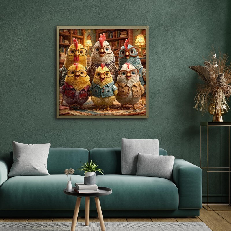 Funny Chicken Puzzles for Adults 1000 Pieces, Cozy Chicken Study