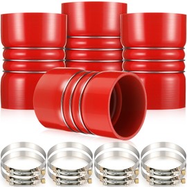 Burbell 4 Pack Silicone Charge Air Cooler Hump Hose with T-bolt Spring Loaded Clamps 4" x 6" Semi Truck Air Hose Set Heavy Duty Turbo, Air Intake and Intercooler Hose Kit
