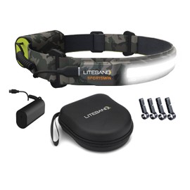 OPTIMAL VENTURES Liteband PRO Series Wide-Beam Adjustable Personal Headlamp, 210° Illumination, Battery-Powered, Fits Hard Hats and Helmets (Camo Color, 1000 Lumen Bundles)