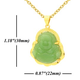 Mgutillart Fashion 18K Gold Plated Faux Jade Maitreya Buddha Pendant Necklace(Green)