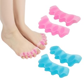 4 Stück Zehentrenner, Hallux-Valgus-Korrekturgerät, wieder abwaschbarer Gel-Zehennagel-Trenner, geeignet für entspannte Zehen, Linderung von Hallux Valgus, Hammerzehen, Hallux Valgus (blau/rosa)