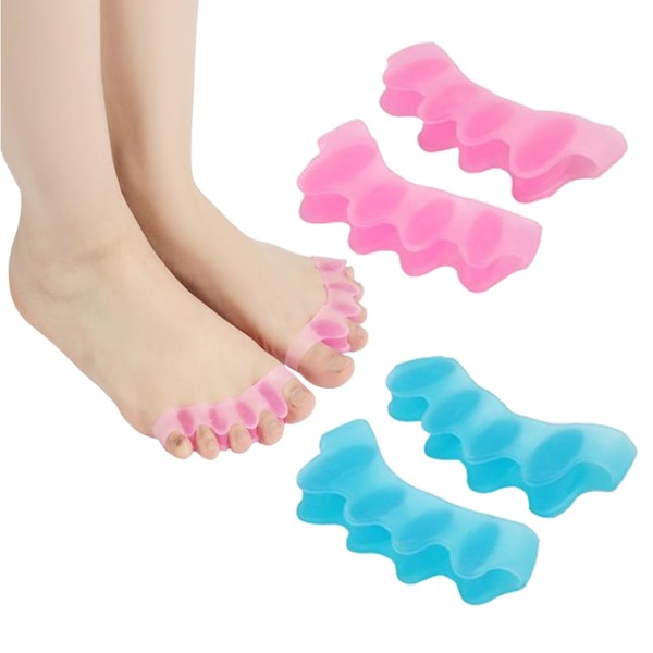 4 Stück Zehentrenner, Hallux-Valgus-Korrekturgerät, wieder abwaschbarer Gel-Zehennagel-Trenner, geeignet für entspannte