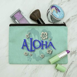 Aloha Hawaiian Greeting Hibiscus Flowers Makeup Cosmetic Bag Organizer Pouch