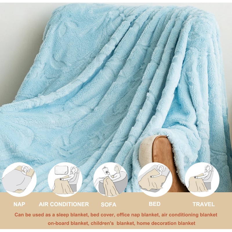 DuShow Flannel Fleece Throw Blanket Single Size,Soft Jacquard Fluffy Velvet