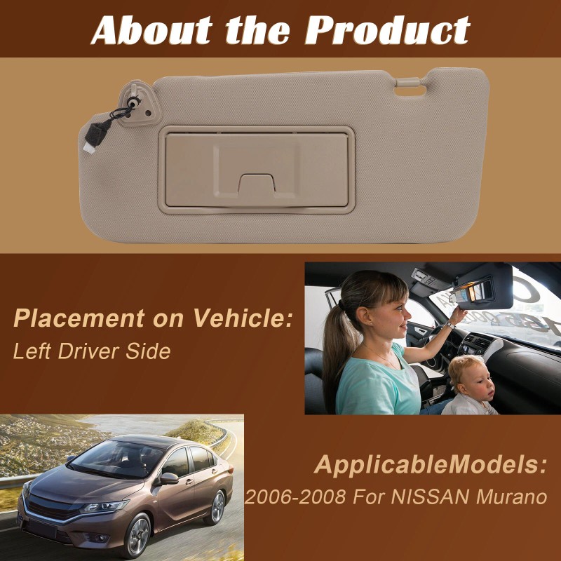 imcarparts Sun Visor + Lamp Tan Left Driver side For