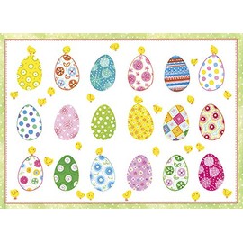 Caspari 5 Greeting Cards Notelets Blank & envelopes - Easter Cards - Pattern Chick/Egg - 10 x 15 cm closed inside greeting - Happy Easter in Red