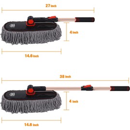 RIDE KINGS Microfiber Duster, Car Duster Kit,Interior & Exterior Cleaning Tools,Dashboard Detailing Brush,Scratch Lint Free,Pollen Removing,Extendable Handle,Truck,SUV,RV,Set of 2