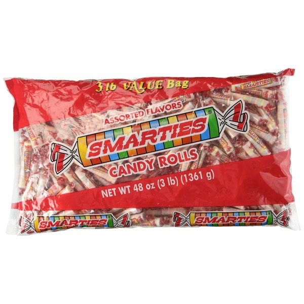 Smarties Candy Rolls, 3 Pound Bag, 180 Count,