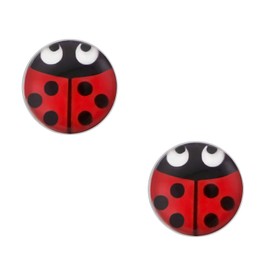 Laimons Ladybird Sterling Silver Plate Stud Earrings, Sterling Silver, No Gemstone