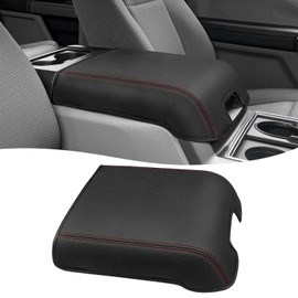Center Console Cover for 2015-2020 F150 Accessories, F250 F350 F450 2017-2022, Expedition 2018-2024, PU Leather Middle Armrest Cusion Protector, Bucket Seat Only, Anti-Scratch, Black Red