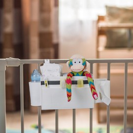 Relaxdays Bunk Bed Bag, 8 Compartments, Baby & Care Bed, Felt Bed Organiser for Hanging, HBT 23 x 43 x 11 cm, White