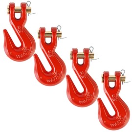 5/16" Clevis Grab Hooks 4 Pack – Heavy Duty G70 Hooks for 5/16" Chain, Red Powder Coated Forged Steel, for Truck, Trailer, Flatbed, Tow, Farm Use – 5,400 lbs WLL