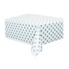 Unique Party 37283 - Plastic Silver Polka Dot Tablecloth, 9ft