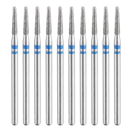sourcing map 10pcs 120-140 Grits Diamond Grinding Bit 2mm Tapered Head 2.35mm Shank 10mm Length Stone Sanding Drill Bits Rotary Tool for Ceramic Glass Nails Grinding Polishing, Blue