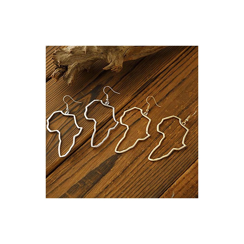 arete colgantes con diseño minimalista, diseño de mapa de África