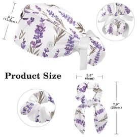 IROLSKDNFH Adjustable Working Caps with Button Cute Lavender Purple Pattern Cotton Ponytail Pouch Hats for Women