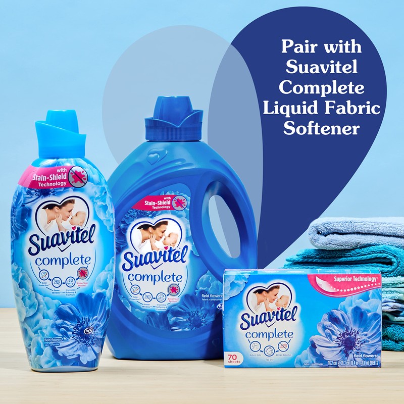 Suavitel Complete Fabric Softener Dryer Sheets, Field Flowers, 185 ct,