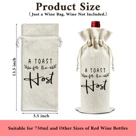 DOIUCRO A Toast For The Host - Gifts for Hostess Wine Bags, 1 PC Reusable Drawstring Burlap Wine Bottle Bags, Appreciation Gifts for Ladies Women, Wine Gift Bag Wine Accessories -30