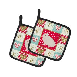 Caroline's Treasures CK5391PTHD Hermelin Rabbit Love Pair of Pot Holders potholders, Multicolor