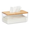 Relaxdays Tissue Box, Plastic & Bamboo, Cosmetic Tissue Box, Square