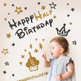 Wall Sticker, Cupcake, Half Birthday, Birthday, Decoration, 1 Year, 2 Years, 1/2, Cute, Stylish, Number, Children, Party, Celebration, Present, Gift (Half Birthday)