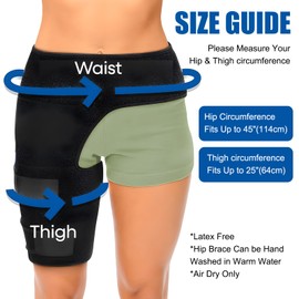 ExcellaElite Hip Brace for Men Women Thigh Support Hip Support for Men and Women Universal for Both Legs for Groin Strains Sciatica Hips Thighs and Hamstrings (Black)