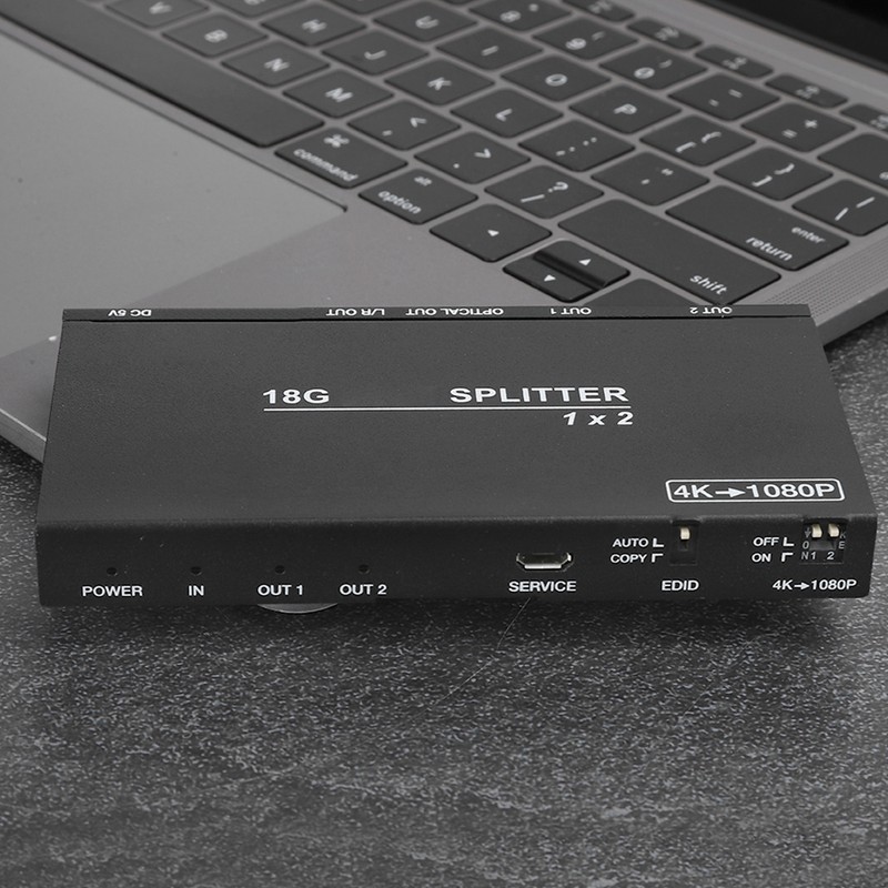 B12SA Black 1×2 HDMI 2.0 Splitter Aluminium Alloy with Scaler